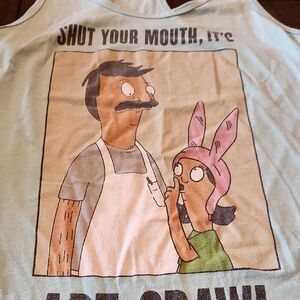 Bobs Burgers Louise Graphic Tank Top - Teal "Shut your mouth it's art crawl"